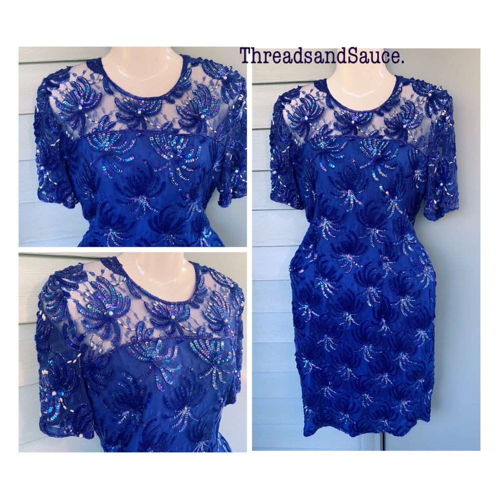 Vintage 80’s Royal Blue Sequin Dress